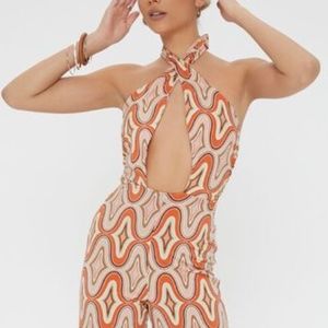 Forever 21 Geo Print Cutout Jumpsuit